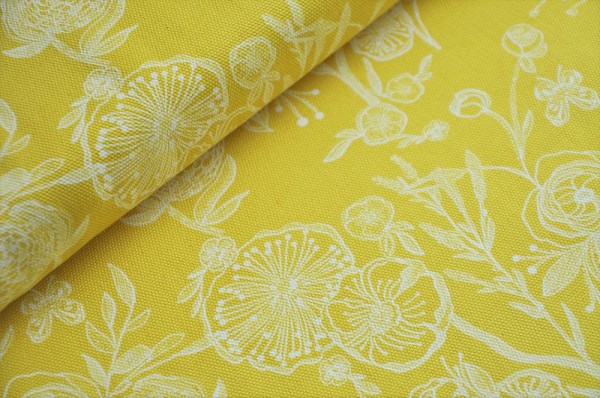 Canvas - Millie Fleur, gelb - 100% Baumwolle, Taschenstoffe