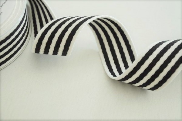 Gurtband Streifen - schwarz/weiß, 38mm breit - Taschenzubehör