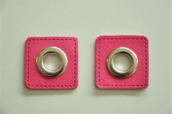 Ösen-Patch Lederimitat, pink - 32 x 32mm - 2 Stück, pimp your hoodie