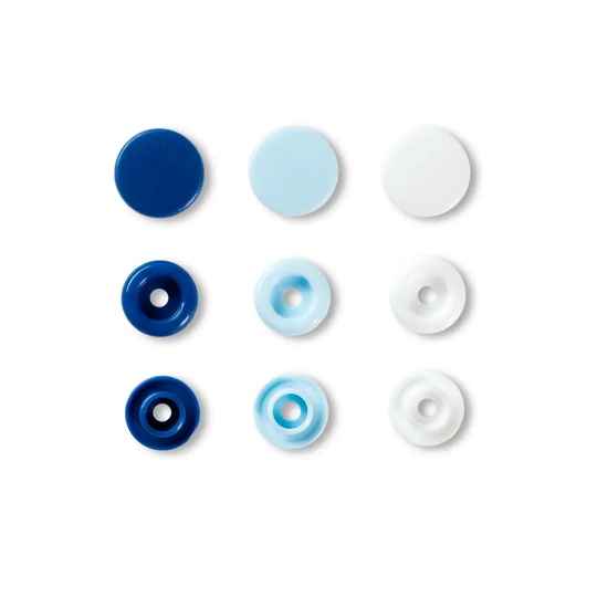 Prym Love - Druckknopf Color Snaps, 12,4mm - hellblau, blau, weiß