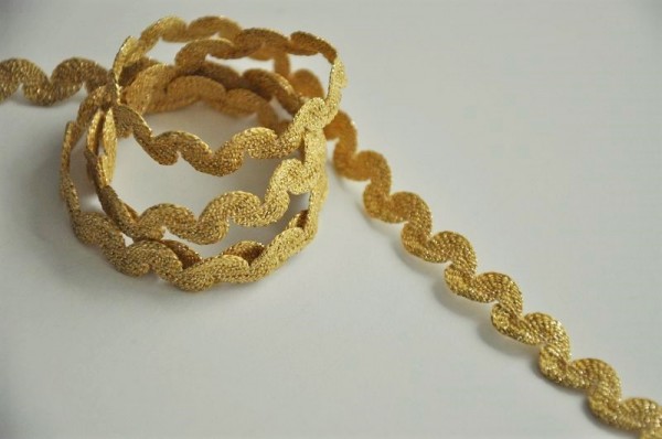 Elastische Zackenlitze - gold, 8mm breit - 90% Polyester, 6% Elasthan, 4% Polyamid, weihnachten