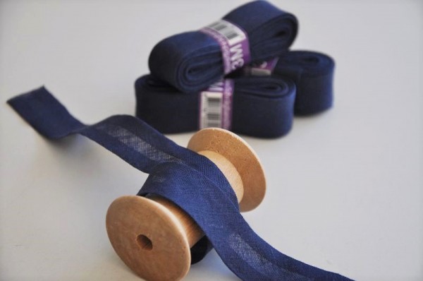 Baumwoll Schrägband 3 Meter - uni, dunkelblau , 20mm breit - 100% Baumwolle