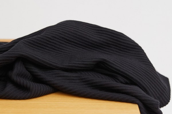 Strick, Ottoman Knit black, black - 84% Viscose, 14% Nylon, 2% Elasthan, Meterware