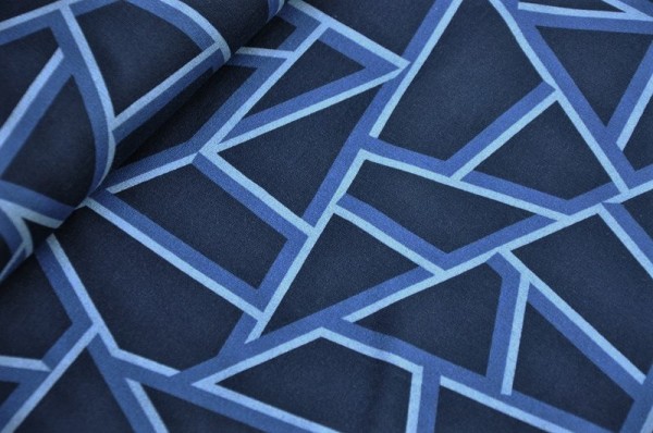 Sweat bedruckt - Big Pattern, blau - 95% Baumwolle, 5% Elasthan, Meterware
