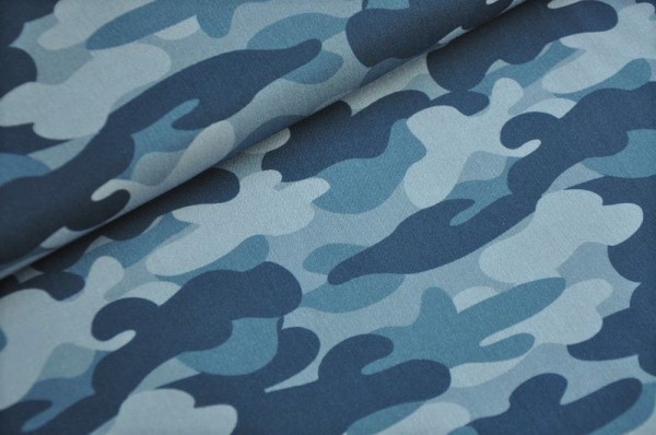 Webware - Popeline - Camouflage, blau - 100% Baumwolle, Stoffe Jungen, Maskenstoffe