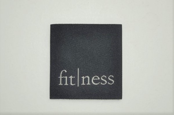 Lifestyle-Label zum Aufnähen - fitness, dunkelgrau - 50 x 50mm