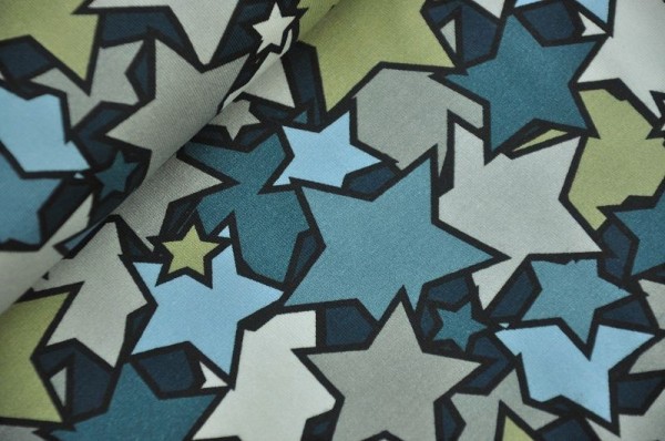 Jersey - Comic Stars - 90% Baumwolle, 10% Elasthan, Stoff mit Sternen